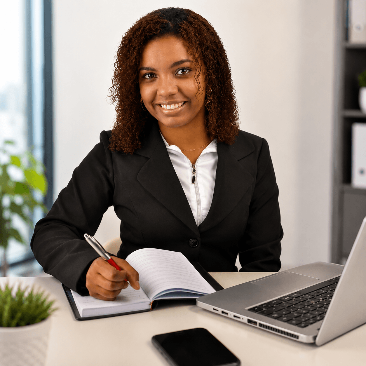 RICHSAM staff member at work with RSA brand graphic